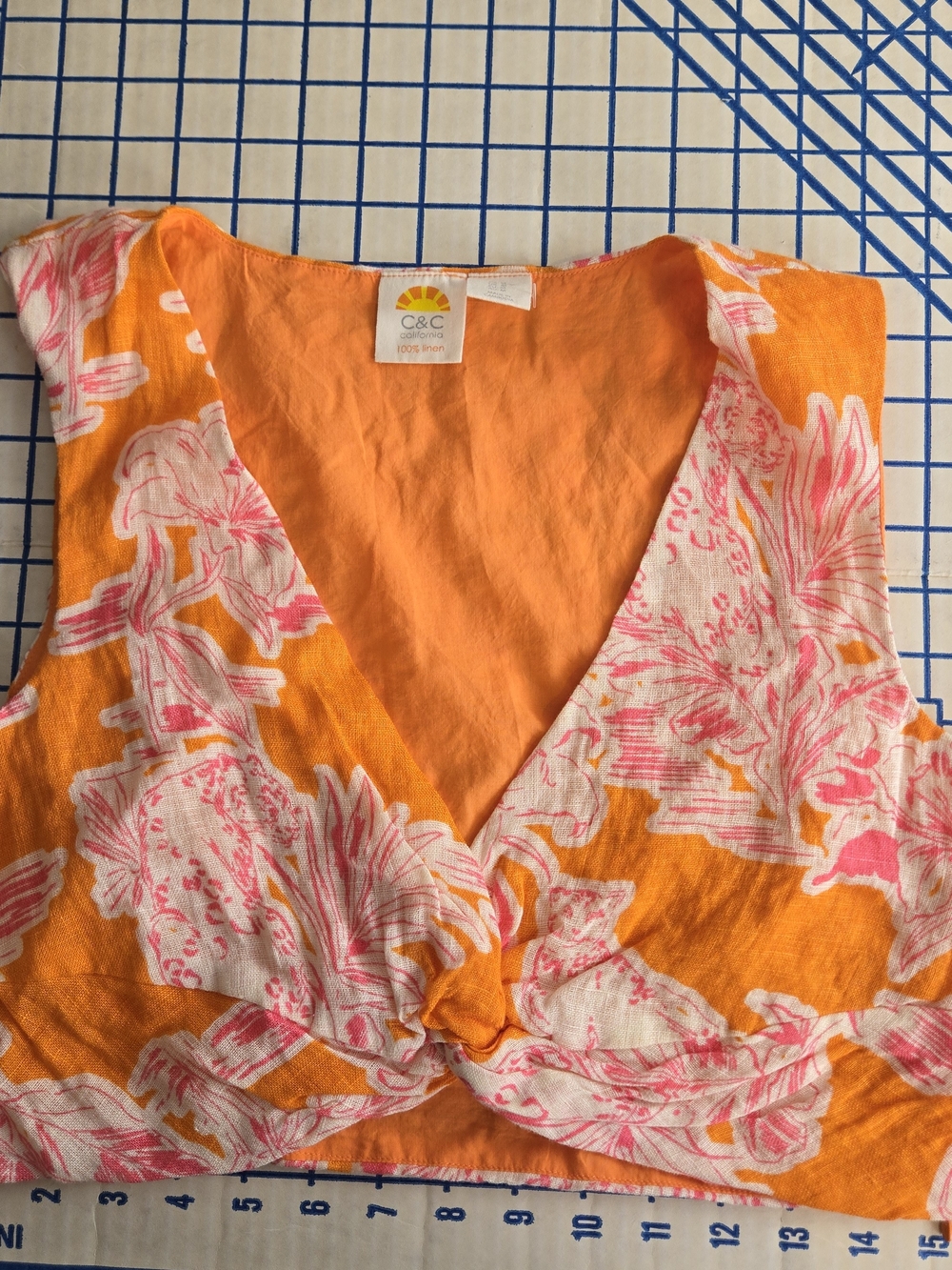 C&C California Orange Linen Top - M